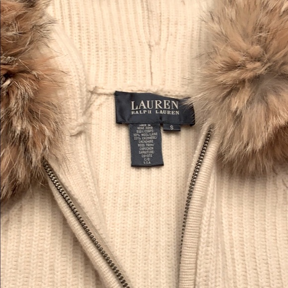 Ralph Lauren zip front sweater with coyote trim - Picture 3 of 5